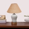 Devansh Conical Beige Jute Shade Lamp With Wood & Mosaic Glass Base For Decoration/Office/Home/Gifting/Study For Decoration/Office/Home/Gifting/Study -(10X10X14.5) Inches -A