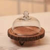 Ireka Homes Vriksha Acacia Wood Cake Stand with Glass Dome