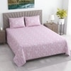 Pink Floral 400 Tc  Cotton Flat  Double Queen Size Bedsheet With 2  Pilllow Covers
