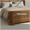 Heritage Cane Upholstered King Size Bed in Linen With Oak wood Frame