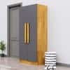 Hexa Red Wooden 2 Door Wardrobe with 4 Shelves in Giant Wood and Slate Grey Colour