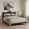 Solara Wave Luxe Queen Size Bed in velvet With Oak wood Frame & Hydraulic Storage