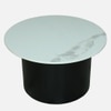 Metalwork Round Metal Nesting Coffee Table Set Black Finish White Porcelain Top Set Of 2