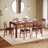 Atlas Solid Wood 6 Seater Dining Table With 6 Lunar Dining Chairs (Finish : Honey, Chair Colour : Urban Grey)