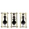Desert Art Metal Handpainted Lady Musician Wall Hanging Set of 3 in Green Colour