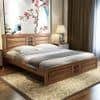 Dyla Sheesham Wood King Size Non Storage Bed In Teak Finish