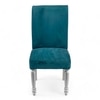 Oliver wood Set of 2 Dining Chairs in Turquoise Sea Velvet Upholstery with SILVER FINISH