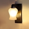 Devansh Solid Wood Electric Wall Light in Brown Colour with White Shade Count of 1 Light