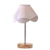 Devansh Off-White Cotton Vintage  Lamp With Natural  Wood Base  & Steel Pipe  (12X19.25)