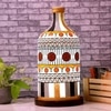 Stripe-it-out Hand Painted Glass Shade Table lamp with Wooden Base