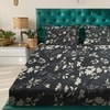 Charcoal Floral 180 TC Fitted 1 King  Bedsheet with 2 Pillow Covers