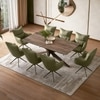 Anderson Solid Wood 8-Seater Dining Table With 8 Beck Dining Chairs (Finish : Danish Walnut, Chair Colour : Olive Leatherette)
