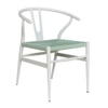 Sigma Wishbone Metal Dining Weaving Chair in Ivory White