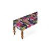 Cairo Sheesham Wood Mid Century 3 Seater Bench In Fruit Print Blue Kantha