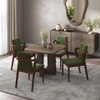 Aero Solid Wood 4 Seater Dining Table With 4 Harper Dining Chairs (Finish : Danish Walnut, Chair Colour : Moss Green)