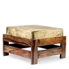 Amber Sheesham Wood Foot Stool in Teak Finish with Velvet Green Cushion