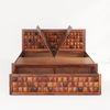 Keaton Solid Wood King Size Drawer And Box Storage Bed In Brown Finish