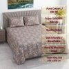 Taupe Floral Cotton 400 Tc flat  Super King Size Bedsheet With 2 Pillow Covers
