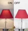 Viso Chrome Finish Metal And Clear Crystal Glass Table Lamp With Maroon Cotton Shade