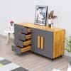 Hexa Red Multipurpose Storage Cabinet With 4 Drawer 3 Door in Giant Wood And Slate Grey Colour