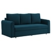 Melano 3 Seater Velvet Pull-Out Sofa Cum Bed in Teal Blue colour