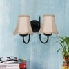 Devansh Dual Black Metal  Wallmounted Lamp With Beige Jute  Shade