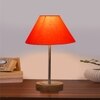 Devansh Orange Cotton Table Lamp With  Natural  Wood Base  & Steel Pipe -(10X16.25 Inches)-30