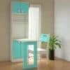 Royale Kids Study Set with Folding Desk cum Bookshelf and Wooden Chair in Misty Turquoise Colour