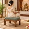 Nivara Solid Sheesham Wood Upholstered Pooja Chowki Sage Green Provincial Teak Finish