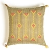 Embroidered Ocher Linen Cushion Cover