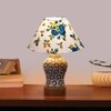 Devansh Conical Multi Cotton Shade Lamp With Wood & Mosaic Glass Base For Decoration/Office/Home/Gifting/Study For Decoration/Office/Home/Gifting/Study -(10X10X14.5) Inches -A