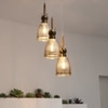 Eliante Cluster Hanging Lights Mild Steel, Wood & Glass Material Antique, Brown & Smoky Black Finish