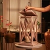 Ireka Homes Selena Wooden Lantern with Glass and Candle – Home Decor (Pack of 1)