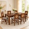 Globally Indian Margaux Solid Sheesham Wood 6 Seater Dining Table Set 6 Chairs Grey