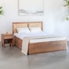 Kyoto Solid Wood Queen Hydraulic Bed in Brown Colour