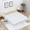 Hexa Engineered Wood Modern Queen Bed With Headboard Without Storage In Frosty White