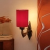 Devansh Metal Electric Wall Light in Antique Gold Colour with Red Shade Count of 1 Light
