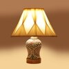 Devansh Off-White Cotton Shade Curtain  Lamp With Wood & Mosaic Glass Base For Decoration/Office/Home/Gifting/Study For Decoration/Office/Home/Gifting/Study