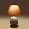 Devansh Conical Grey Cotton Shade Lamp With Wood & Mosaic Glass Base For Decoration/Office/Home/Gifting/Study For Decoration/Office/Home/Gifting/Study -(10X10X14.5) Inches -A