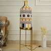 Stripe It Out Glass Shade Electric Table Lamp with Metal Base in White Colour