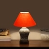 Devansh Conical Orange Cotton Shade Lamp With Wood & Mosaic Glass Base For Decoration/Office/Home/Gifting/Study For Decoration/Office/Home/Gifting/Study -(10X10X14.5) Inches -A