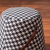 Hoist Collection Black & White Houdstooth Pouf With Faux Leather Strap