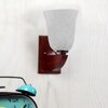 Devansh Solid Wood Electric Wall Light in Brown Colour with White Shade Count of 1 Light