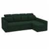 Luna 5 Seater Velvet LHS Pull Out Sofa Cum Bed in Green Color With Storage