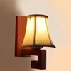 Devansh Wood Wall Mounted Lamp With Off-White Cotton Shade