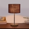 Devansh Brown Jute   Table Lamp With  Natural  Wood Base  & Steel Pipe (7X17 Inches)-17