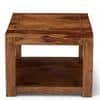 Lisbon Sheesham Wood Contemporary Square Coffee Table In Natural Teak Finish