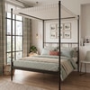 Perryn Four Poster Metal Non Storage King Bed in Satin Black Finish