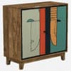Pluma Mango Wood Hand Painted Multicolor 2 Door Cabinet In Natural Finish