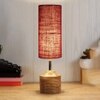Jasmine Wood Table lamp with Maroon Jute Shade